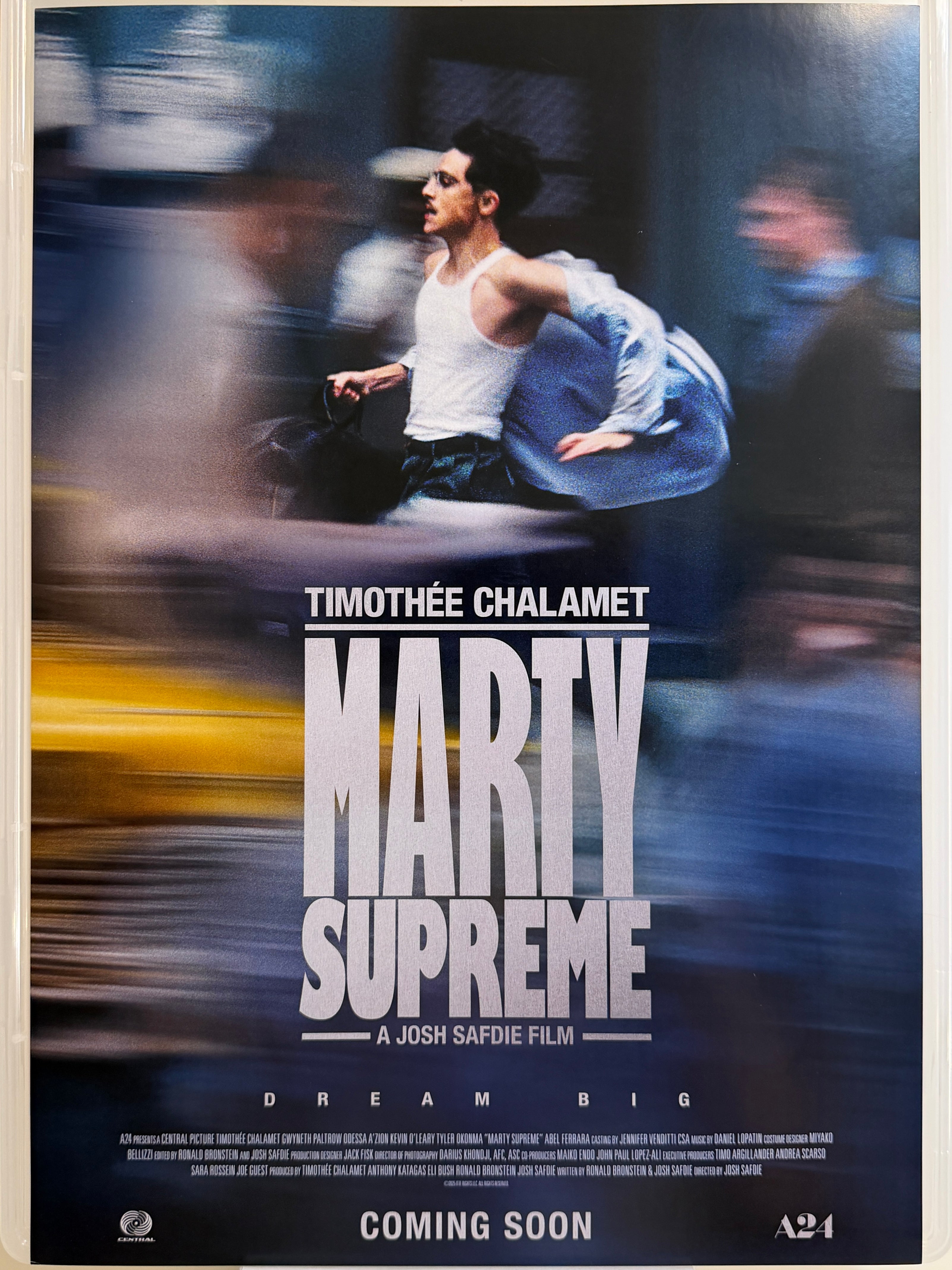 Marty Supreme《Marty Supreme：癲造之才》香港 HK A3電影海報 Movie Poster - 導演 Josh Safdie 主演 Timothée Chalamet、Gwyneth Paltrow、Odessa A'Zion、Kevin O'Leary、Tyler Okonma、Abel Ferrar